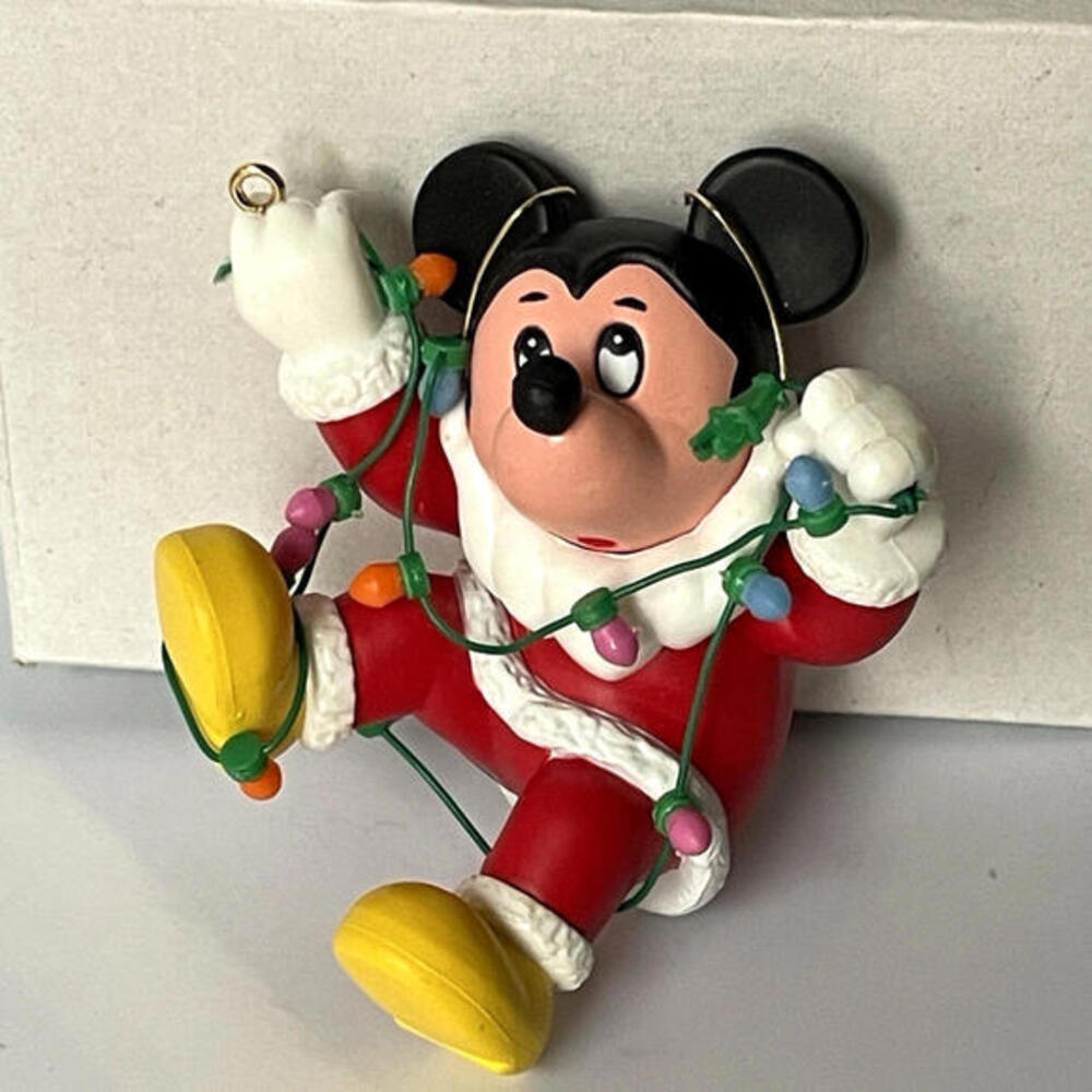 Vintage 1987 Grolier Disney Christmas Magic‎ Mickey Tangled in Lights Ornament